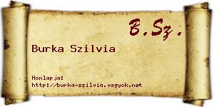 Burka Szilvia névjegykártya